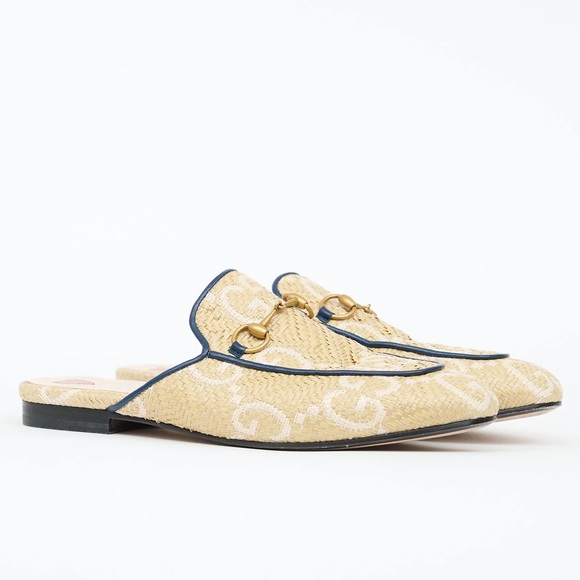 Gucci Shoes - NEW Gucci raffia woven Princetown mules